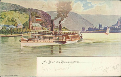 Alte Ansichtskarte An Bord des Rheindampfers, Rhein-Dampfschiffahrt Kölnische und Düsseldorfer Gesellschaft