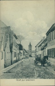 Alte Ansichtskarte Gruß aus Udenheim, Straßenpartie