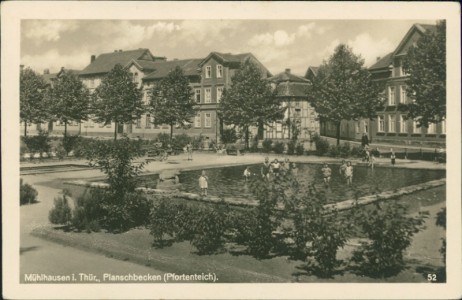 Alte Ansichtskarte Mühlhausen i. Thür., Planschbecken (Pfortenteich)