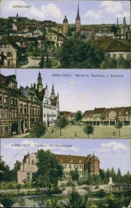 Alte Ansichtskarte Arnstadt, Markt m. Rathaus u. Gallerie, Höhere Töchterschule
