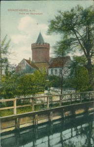Alte Ansichtskarte Brandenburg a. H., Partie am Steintorturm