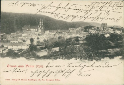 Alte Ansichtskarte Gruss aus Prüm (Eifel), Gesamtansicht