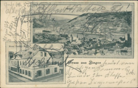 Alte Ansichtskarte Gruss aus Bingen, Hotel Pariser Hof, Gesamtansicht