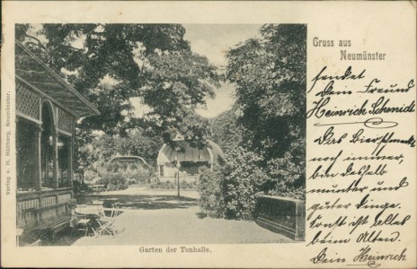 Alte Ansichtskarte Gruss aus Neumünster, Garten der Tonhalle