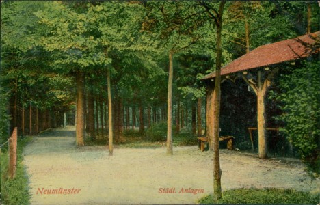 Alte Ansichtskarte Neumünster, Städt. Anlagen