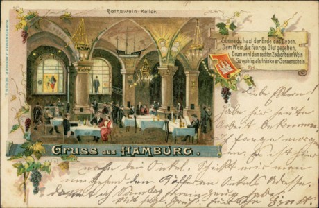 Alte Ansichtskarte Gruss aus Hamburg, Rathswein-Keller