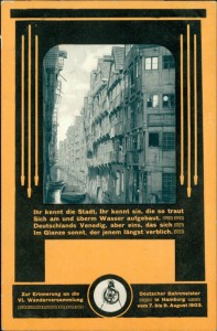 Alte Ansichtskarte Hamburg, Zur Erinnerung an die VI. Wanderversammlung Deutscher Bahnmeister in Hamburg vom 7. bis 9. August 1903