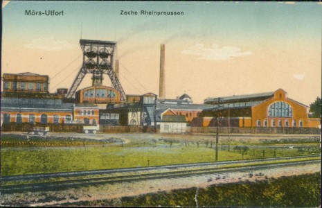 Alte Ansichtskarte Mörs-Utfort, Zeche Rheinpreussen