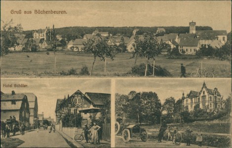 Alte Ansichtskarte Gruß aus Büchenbeuren, Gesamtansicht, Hotel Schüler