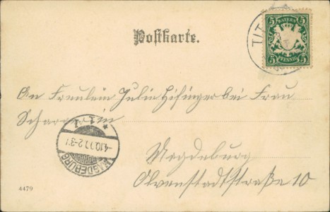 Adressseite der Ansichtskarte Gruss aus Tittling, Gesamtansicht, H. Maier's Brauerei u. Gasthof zur Post