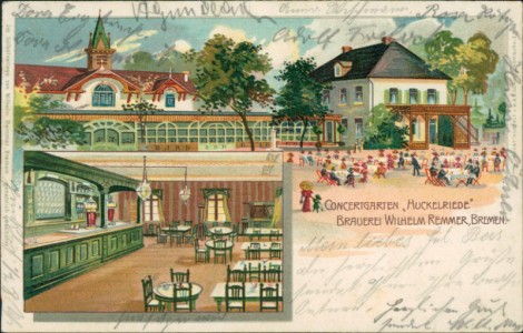 Alte Ansichtskarte Concertgarten "Huckelriede", Brauerei Wilhelm Remmer, Bremen