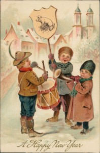 Alte Ansichtskarte A Happy New Year, Musizierende Kinder