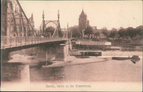 Alte Ansichtskarte Hameln, Partie an der Weserbrücke