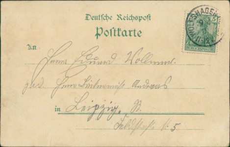 Adressseite der Ansichtskarte Gruss aus Braunschweig, Conzert & Gesellschaftshaus Wilhelmsgarten Bes: Wilh. Kruse
