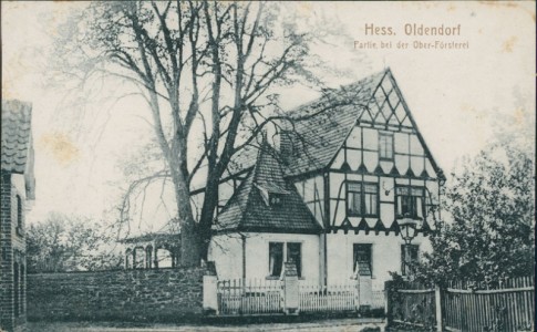 Alte Ansichtskarte Hess. Oldendorf, Partie bei der Ober-Försterei