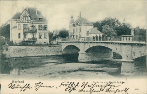 Alte Ansichtskarte Herford, Partie an der Hansa Brücke