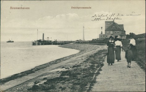 Alte Ansichtskarte Bremerhaven, Deichpromenade