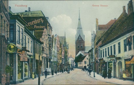 Alte Ansichtskarte Flensburg, Grosse Strasse
