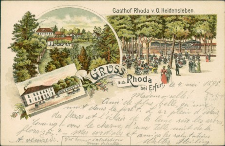 Alte Ansichtskarte Gruss aus Rhoda bei Erfurt, Gasthof Rhoda v. O. Heidensleben