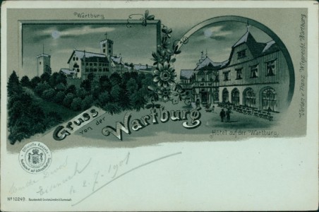 Alte Ansichtskarte Gruss von der Wartburg, Wartburg, Hotel auf der Wartburg