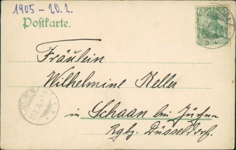 Adressseite der Ansichtskarte Mittweida, Technikum, Technisches Praktikum, P.-C. Vereine Bavaria, Plattonia, Concordia, Badenia, Rheno-Guestfalia, Saxonia