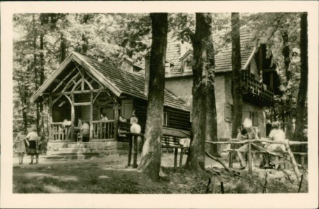 Alte Ansichtskarte Landauer Hütte am Zimmerbrunnen, Ortsgruppe Landau im Pfälzerwald-Verein