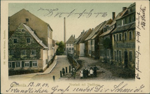 Alte Ansichtskarte Mittweida, Neustadt mit Stadthaus