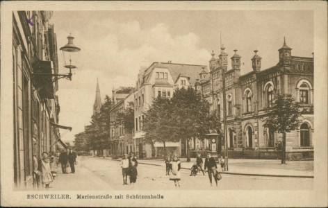 Alte Ansichtskarte Eschweiler, Marienstraße mit Schützenhalle