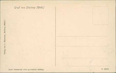 Adressseite der Ansichtskarte Gruß aus Stolberg (Rhld.), Büsbacher Straße