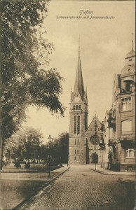 Alte Ansichtskarte Gießen, Johannesstraße mit Johanneskirche