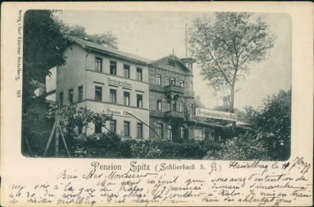 Alte Ansichtskarte Schlierbach b. H., Pension Spitz