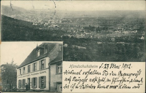 Alte Ansichtskarte Handschuhsheim, Eisenwaren, Landwirtschaftl. Maschinen & Geräte