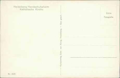 Adressseite der Ansichtskarte Heidelberg-Handschuhsheim, Katholische Kirche