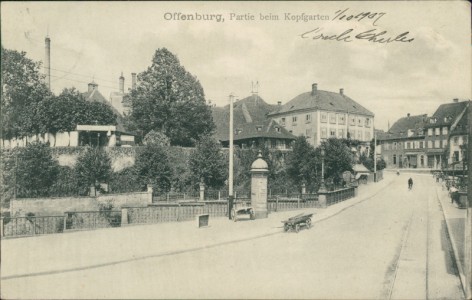 Alte Ansichtskarte Offenburg, Partie beim Kopfgarten