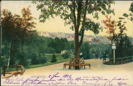 Alte Ansichtskarte Wiesbaden, Partie i. Nerothal