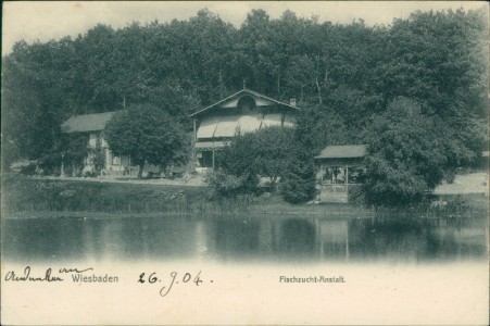 Alte Ansichtskarte Wiesbaden, Fischzucht-Anstalt