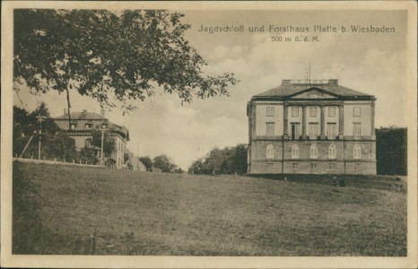 Alte Ansichtskarte Wiesbaden, Jagdschloß und Forsthaus Platte