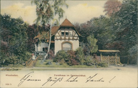 Alte Ansichtskarte Wiesbaden, Forsthaus im Dambachtal
