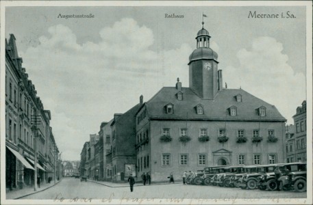 Alte Ansichtskarte Meerane i. Sa., Augustusstraße, Rathaus