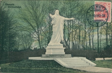 Alte Ansichtskarte Chemnitz, Christusstatue