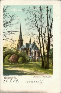 Alte Ansichtskarte Chemnitz, Petrikirche-Schillerplatz