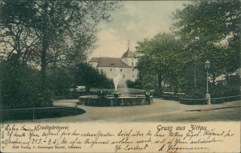 Alte Ansichtskarte Gruss aus Zittau, Stadtgärtnerei