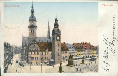 Alte Ansichtskarte Chemnitz, Hauptmarkt