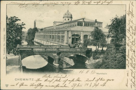 Alte Ansichtskarte Chemnitz, Markthalle