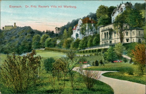 Alte Ansichtskarte Eisenach, Dr. Fritz Reuter's Villa mit Wartburg