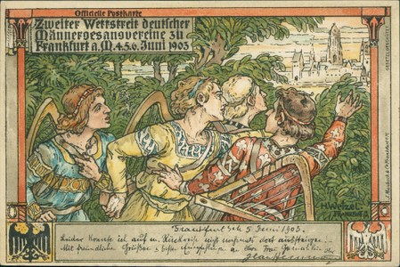 Alte Ansichtskarte Frankfurt a. M., Zweiter Wettstreit deutscher Männergesangvereine zu Frankfurt a. M. 4.5.6 Juni 1903