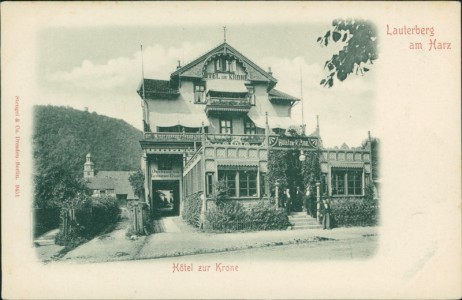 Alte Ansichtskarte Lauterberg am Harz, Hotel zur Krone