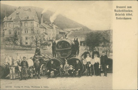 Alte Ansichtskarte Niedershausen, Brauerei zum Waldschlösschen, Heinrich Göbel