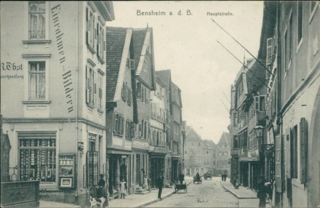Alte Ansichtskarte Bensheim a. d. B., Hauptstraße