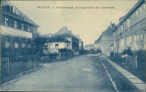 Alte Ansichtskarte Duisburg-Wedau, Fliederbusch, et Coopérative des Cheminots